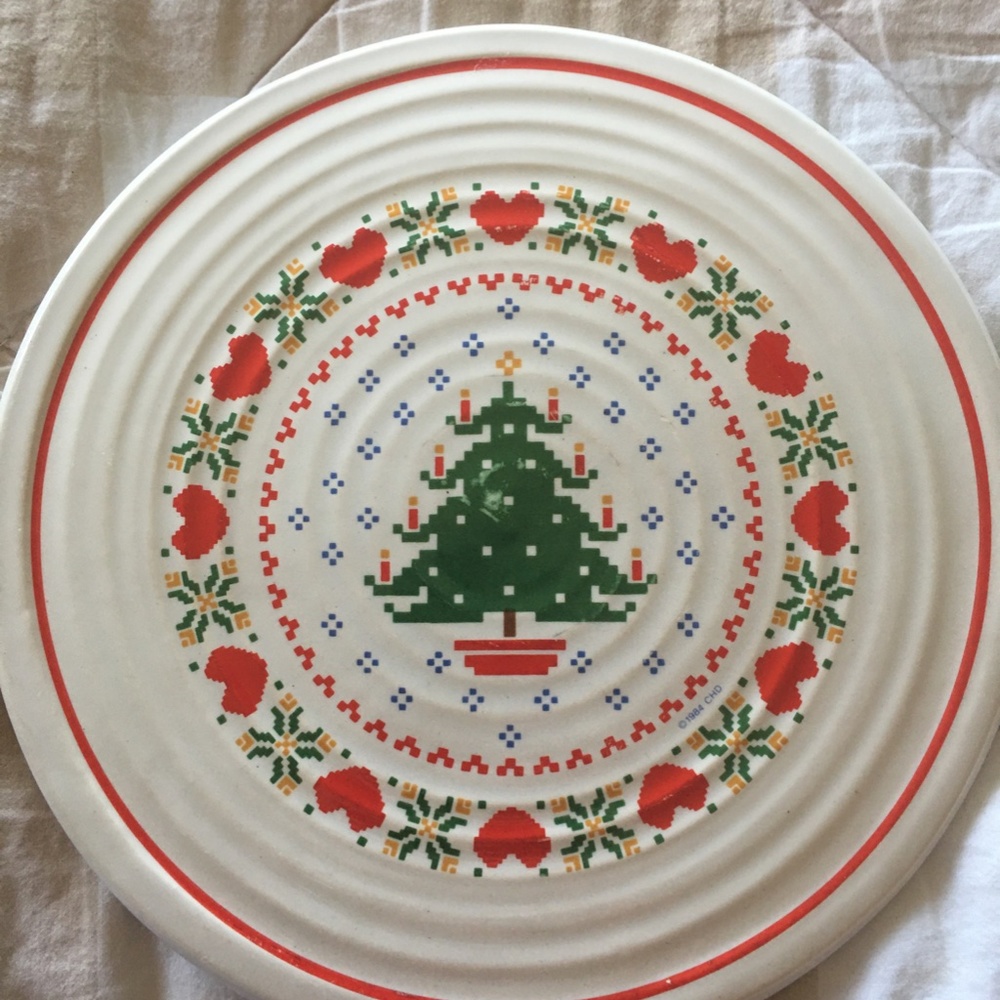 CHD Treasure Craft Pottery Craft Vintage 1984 Christmas Trivet